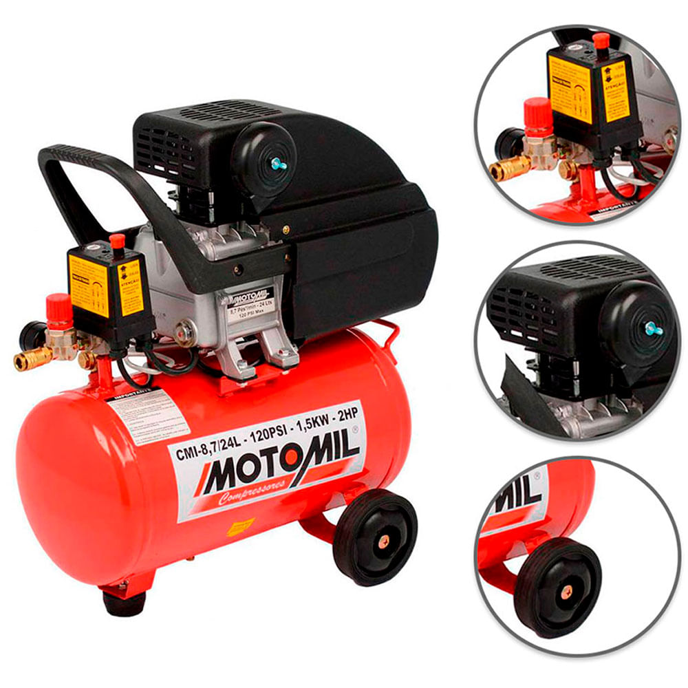 Compressor 2HP 120LBS Monofásico CMI-8,7/24BR 37811.9 Motomil Bivolt ...