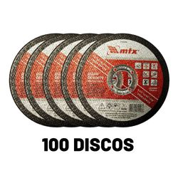Kit 100 Discos de Corte para Inox e Metal 115x1x22mm 7375255 MTX