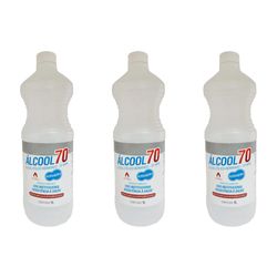 Kit 3 Álcool Líquido 70º 1 Litro