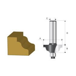 Fresa para Moldura em Onda com Rolamento HT 6mm - Makita - D-09575